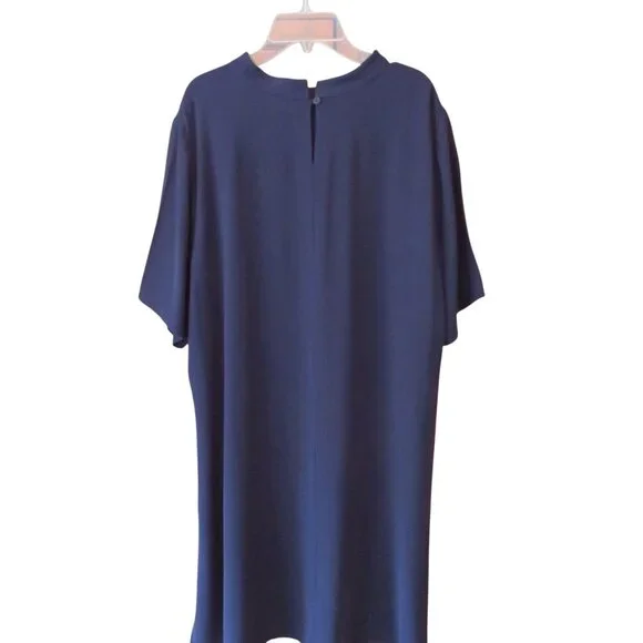 Eileen Fisher Navy Blue Tunic/Dress, Size Large, Boxy, Loose Fit - EUC - Picture 2 of 8